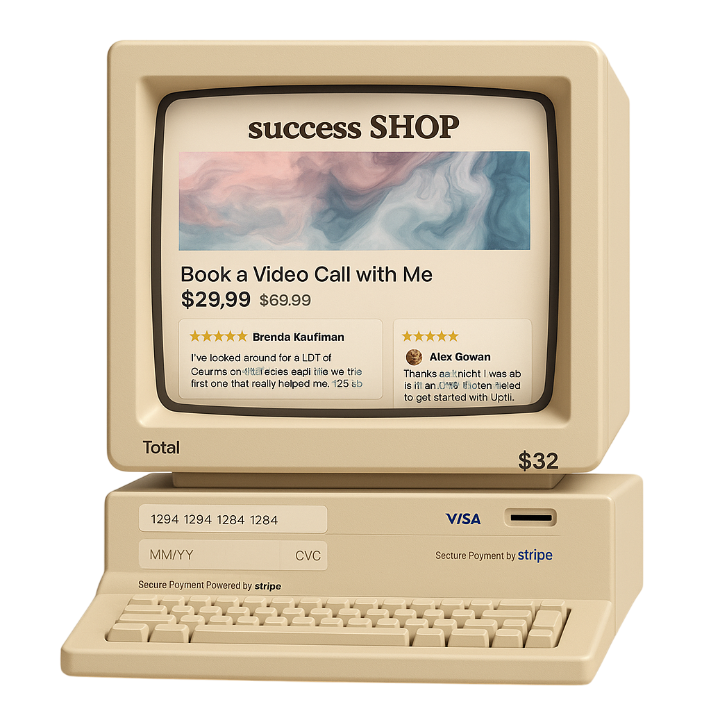 Retro computer image showing DollarLlama interface